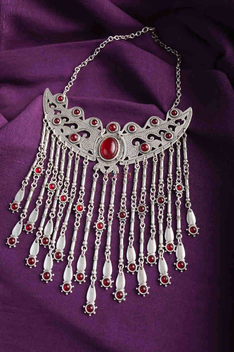 Image for Kusvaa Kpn136 Turkish Multi Stone Pendant Necklace Red