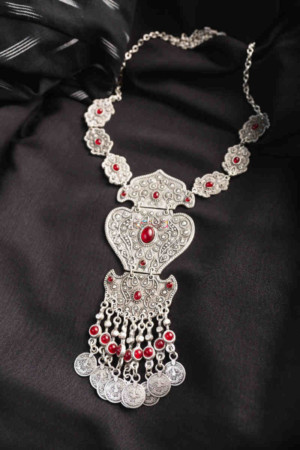 Image for Kusvaa Kpn139 Turkish Multi Stone Coin Necklace Red