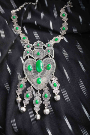 Image for Kusvaa Kpn140 Turkish Multi Stone Ghunghroo Necklace Green