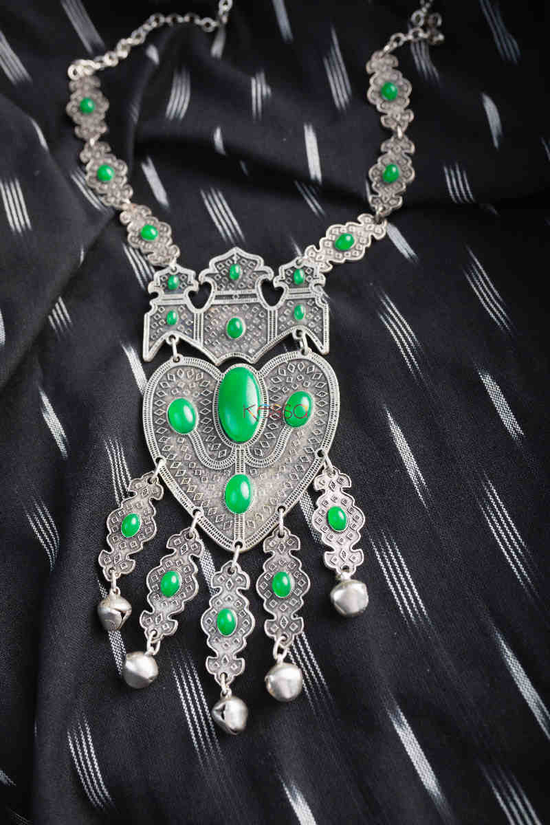 Image for Kusvaa Kpn140 Turkish Multi Stone Ghunghroo Necklace Green