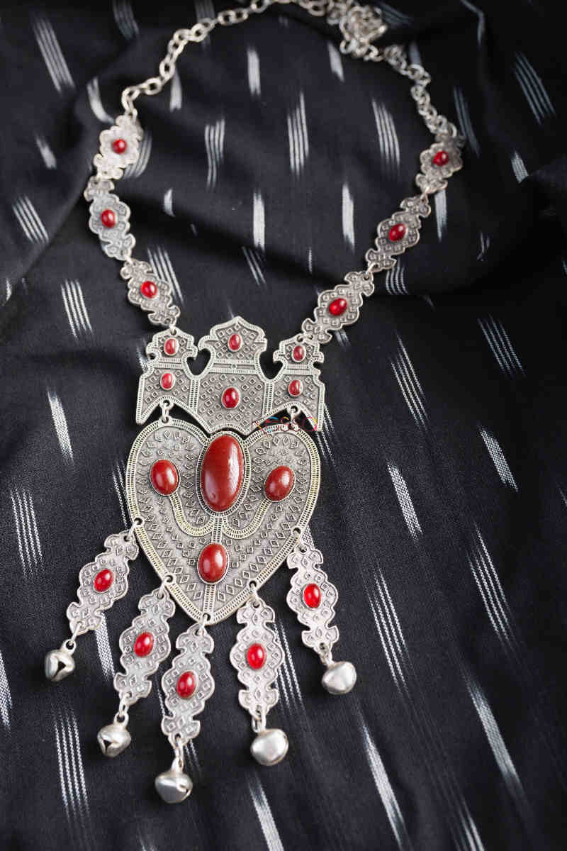 Image for Kusvaa Kpn140 Turkish Multi Stone Ghunghroo Necklace Red