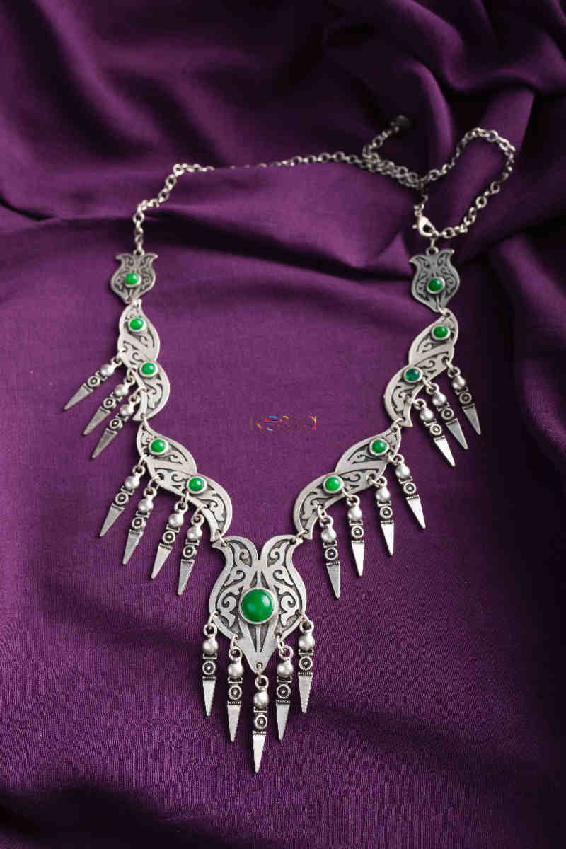 Image for Kusvaa Kpn142 Turkish Multi Stone Drop Necklace Green