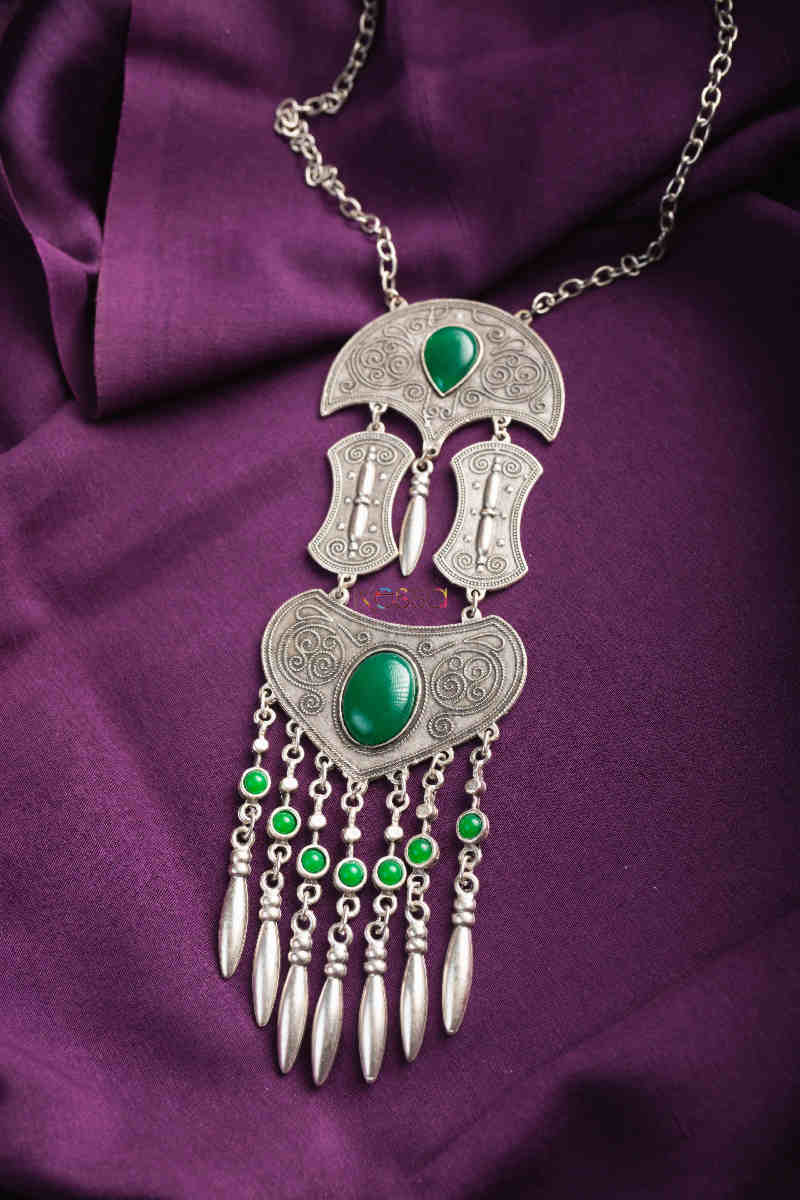 Image for Kusvaa Kpn147 Turkish Multi Stone Drop Necklace Green