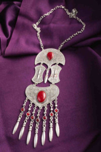 Image for Kusvaa Kpn147 Turkish Multi Stone Drop Necklace Red