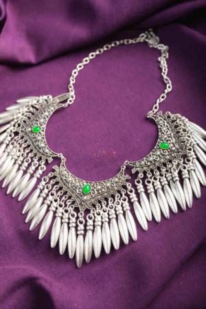Image for Kusvaa Kpn150 Turkish Multi Stone Drop Necklace Green