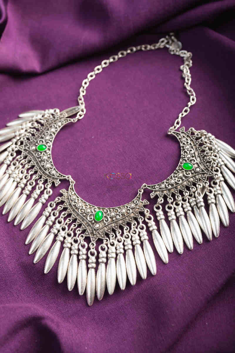 Image for Kusvaa Kpn150 Turkish Multi Stone Drop Necklace Green