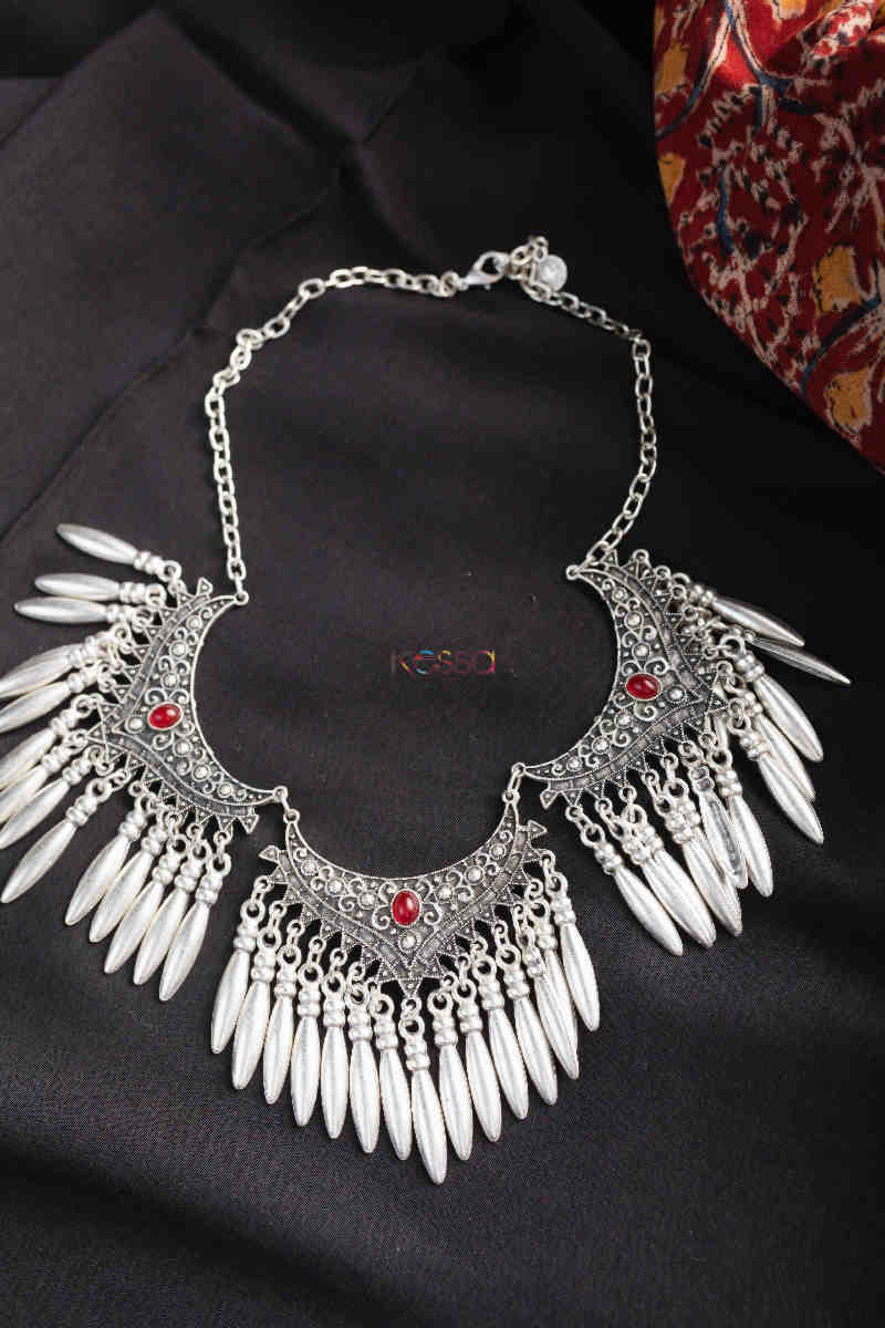 Image for Kusvaa Kpn150 Turkish Multi Stone Drop Necklace Red