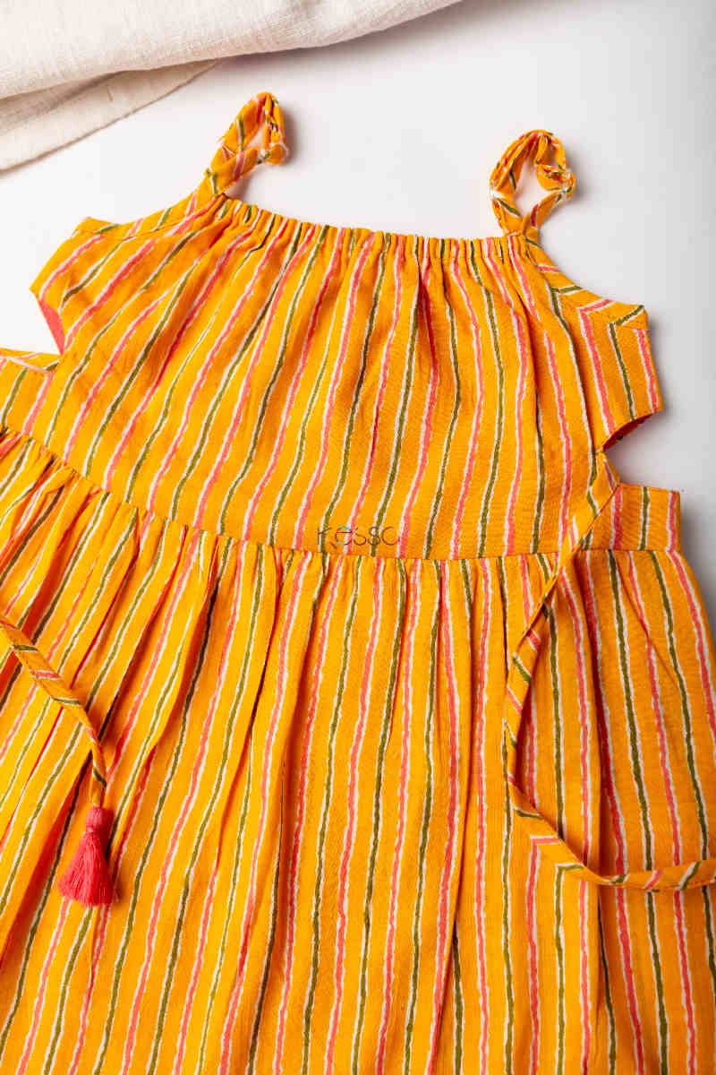 Image for Kusvaa Mbe11 Ambekia Cotton Girls Strap Frock Closeup