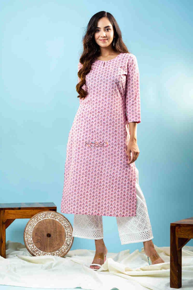 Image for Kusvaa Taf80 Aanya Cotton Straight Fit Kurta Front