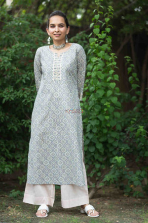 Image for Kusvaa Vcr120 Anurima Cotton Straight Fit Kurta 1 Featured