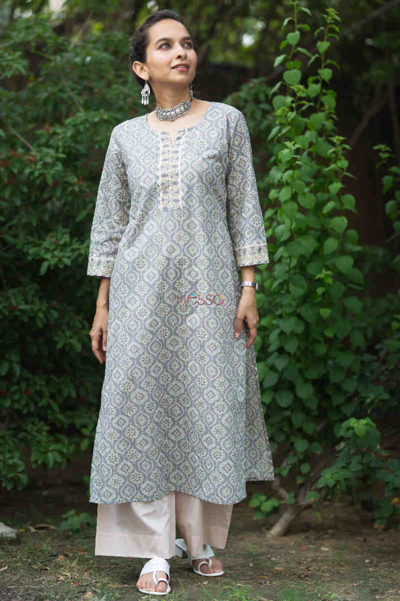 Image for Kusvaa Vcr120 Anurima Cotton Straight Fit Kurta 1 Front