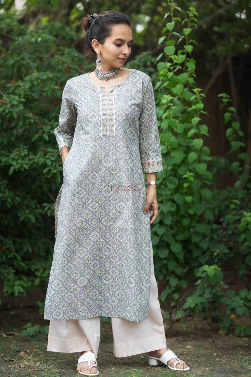 Image for Kusvaa Vcr120 Anurima Cotton Straight Fit Kurta 1 Look 1
