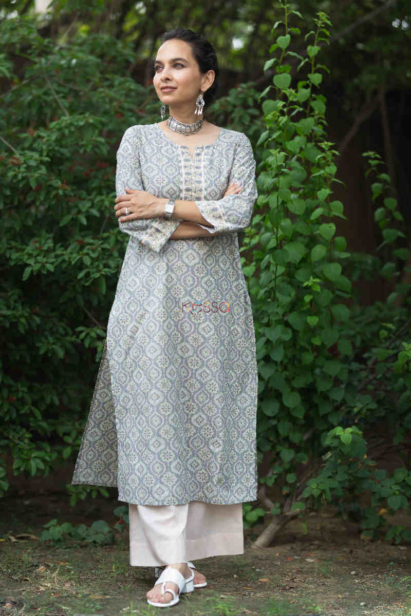 Image for Kusvaa Vcr120 Anurima Cotton Straight Fit Kurta 1 Look