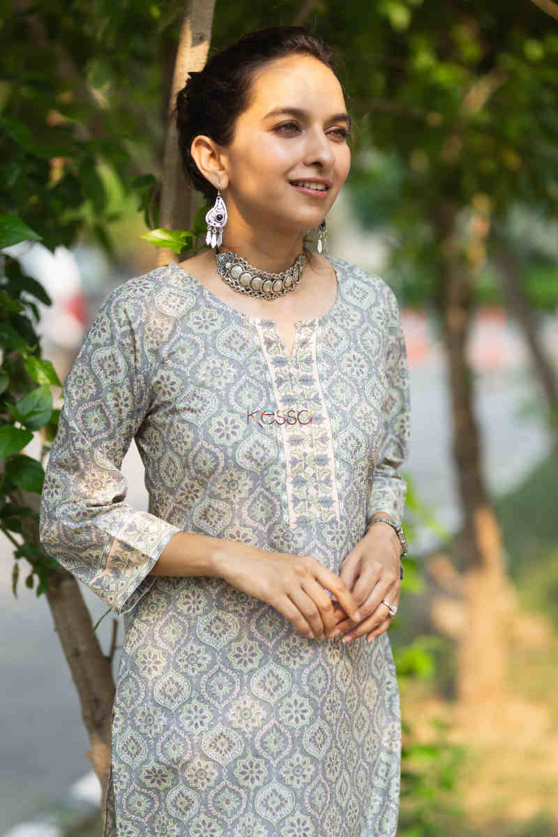 Image for Kusvaa Vcr120 Anurima Cotton Straight Fit Kurta 1 Top
