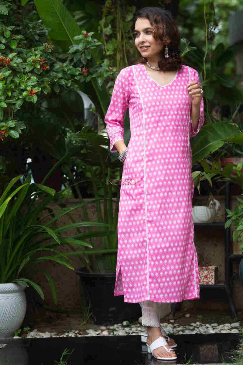 Image for Kusvaa Vcr123 Oishi Cotton Straight Wear Kurta 1 Pocket