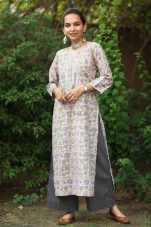 Image for Kusvaa Vcr124 Anokhi Cotton Straight Fit Kurta 1 Featured