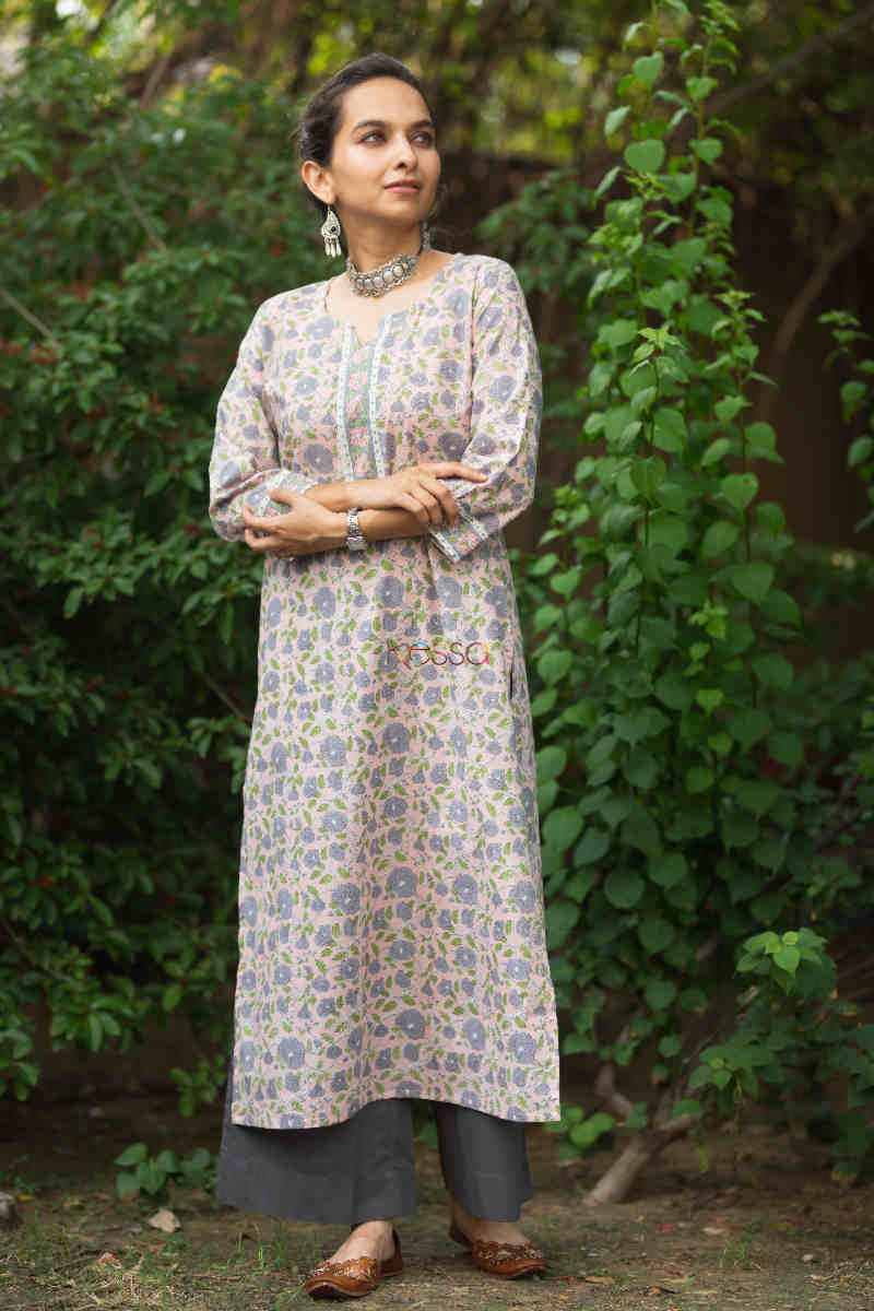 Image for Kusvaa Vcr124 Anokhi Cotton Straight Fit Kurta 1 Look