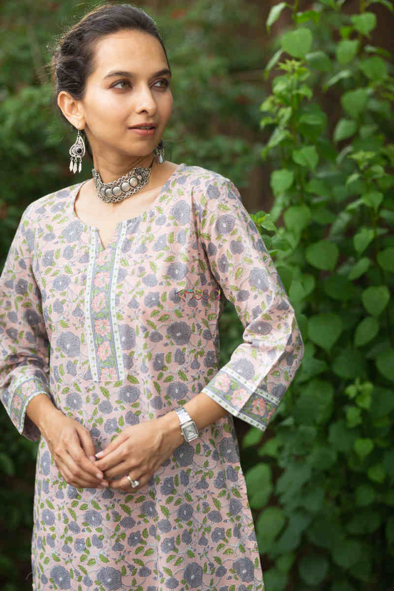 Image for Kusvaa Vcr124 Anokhi Cotton Straight Fit Kurta 1 Top