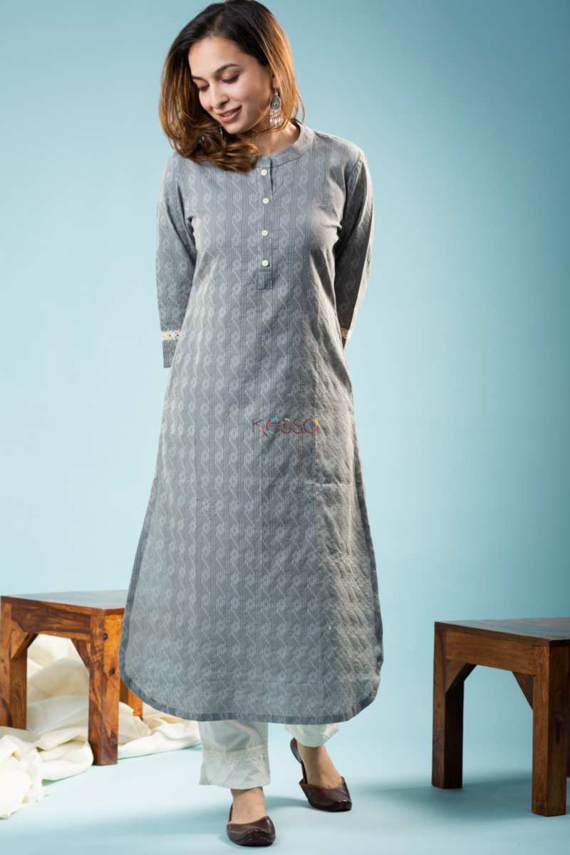 Image for Kusvaa Ws847 Sunasa Cotton Dobby Straight Fit Kurta Front