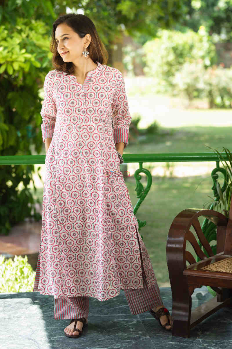 Image for Kusvaa Wsr286 Annavi Block Print Kurta Pant Set 1 Featured