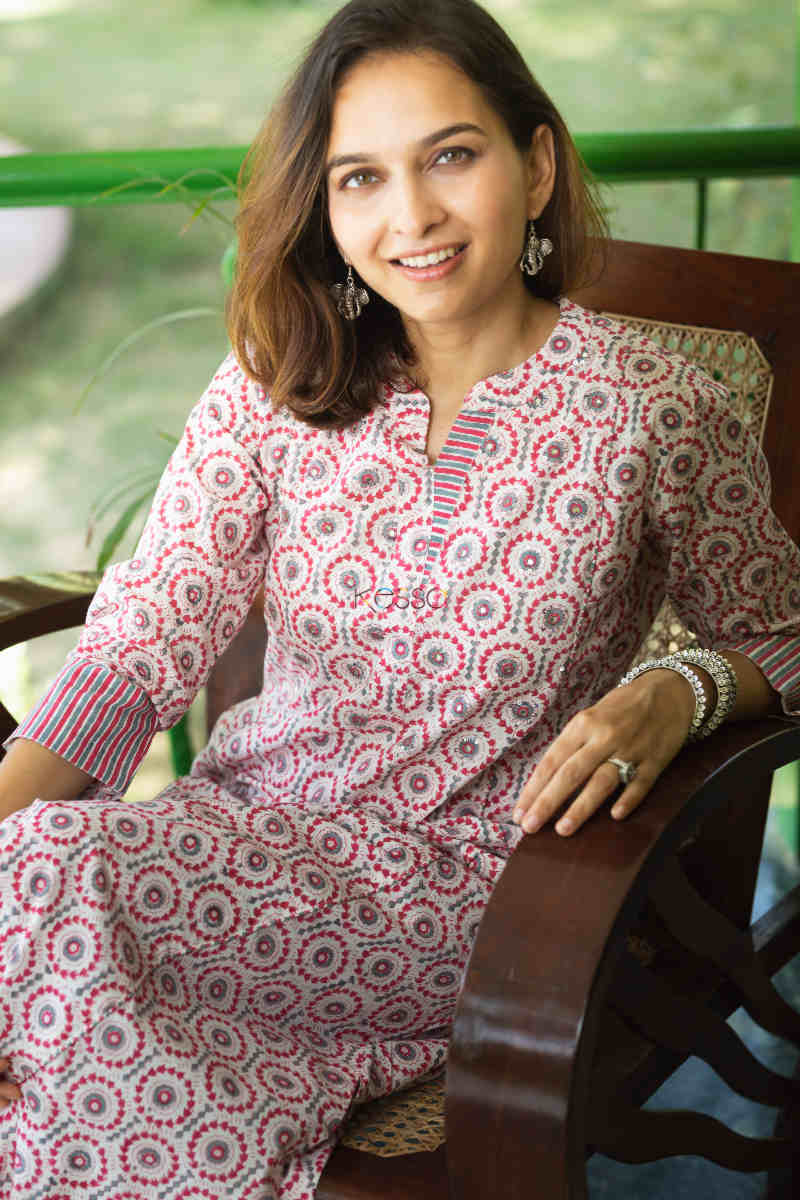 Image for Kusvaa Wsr286 Annavi Block Print Kurta Pant Set 1 Stting