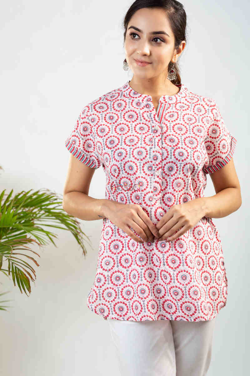 Image for Kusvaa Wsr287 Aaoka Block Print Shirt Side