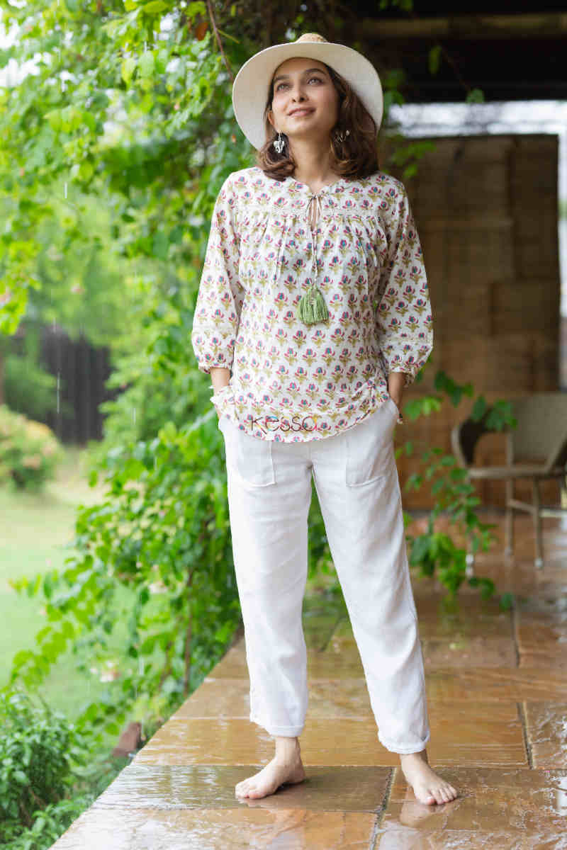 Image for Kusvaa Wsr298 Soma Block Print Short Top Front