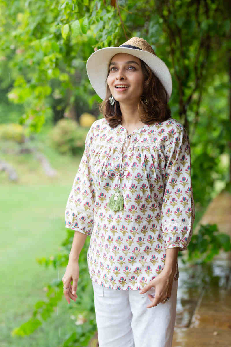 Image for Kusvaa Wsr298 Soma Block Print Short Top Look