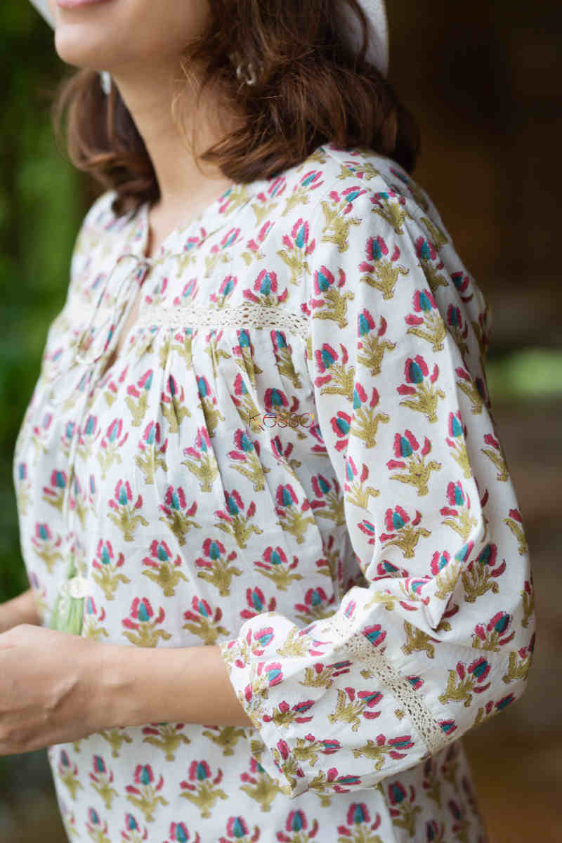 Image for Kusvaa Wsr298 Soma Block Print Short Top Sleeve