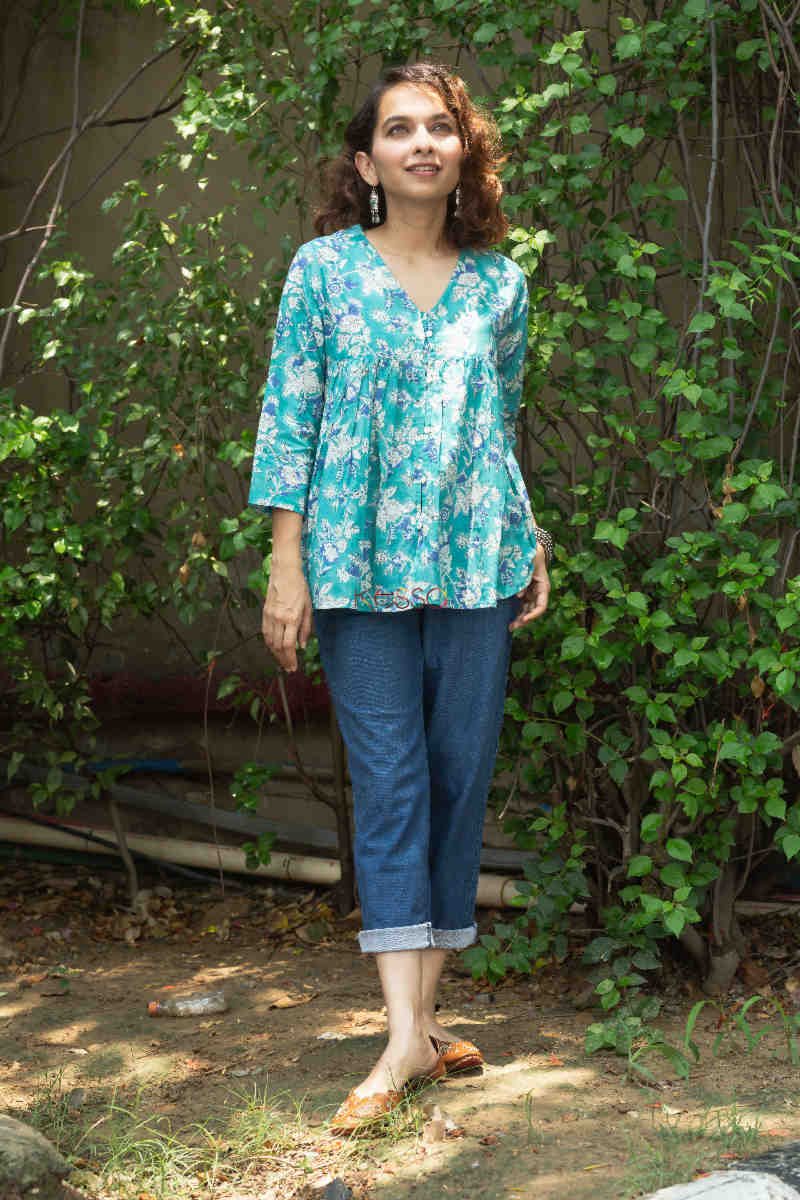 Image for Kusvaa Bpr08 Ambika Block Print Short Kurti 1 Look