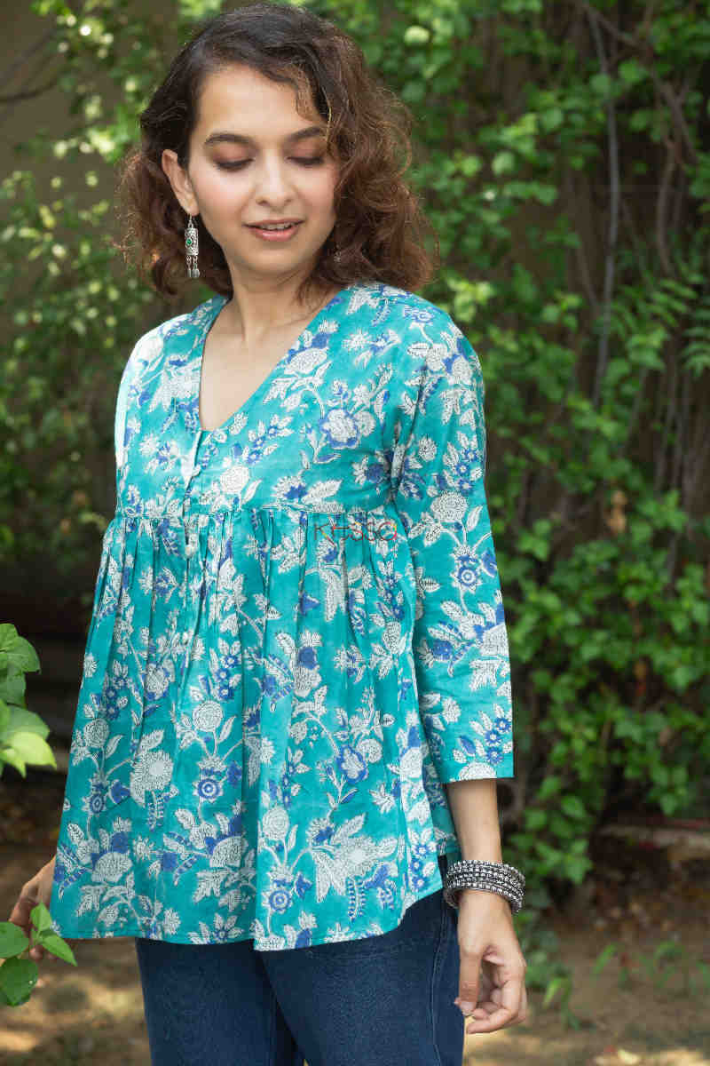 Image for Kusvaa Bpr08 Ambika Block Print Short Kurti 1 Side