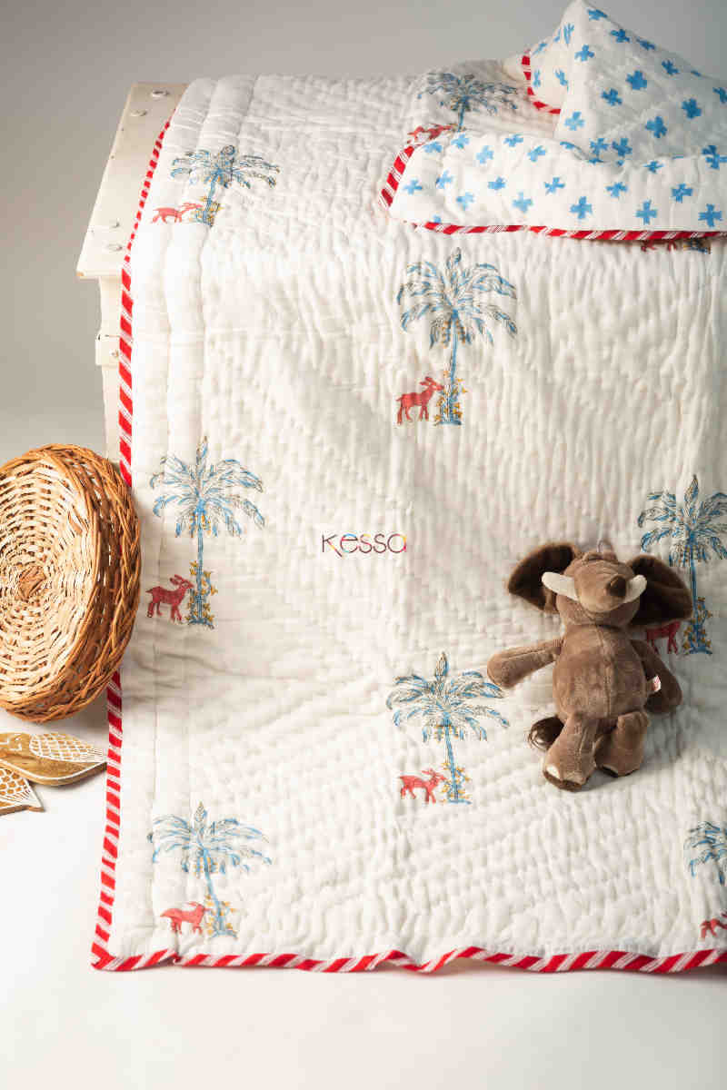Image for Kusvaa Kaq209 Red Orange Baby Quilts With Hand Block Print Featured