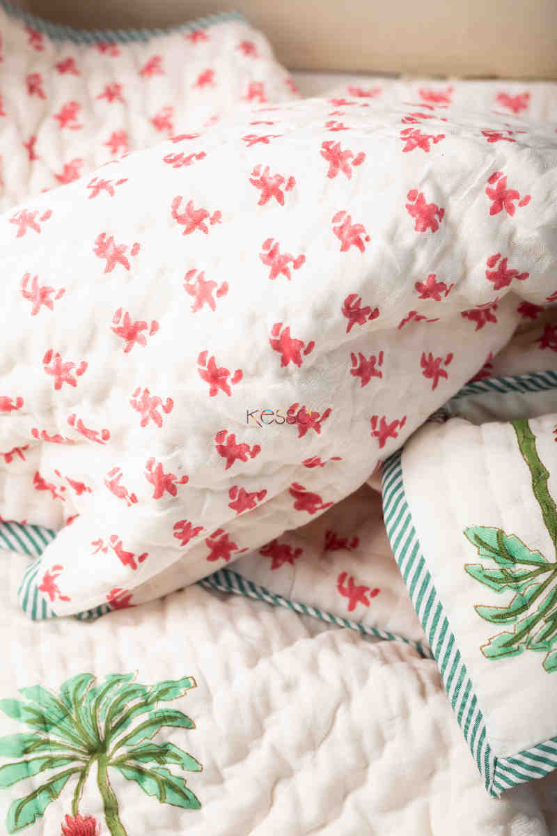 Image for Kusvaa Kaq210 Chestnut Rose Baby Quilts With Hand Block Print Back