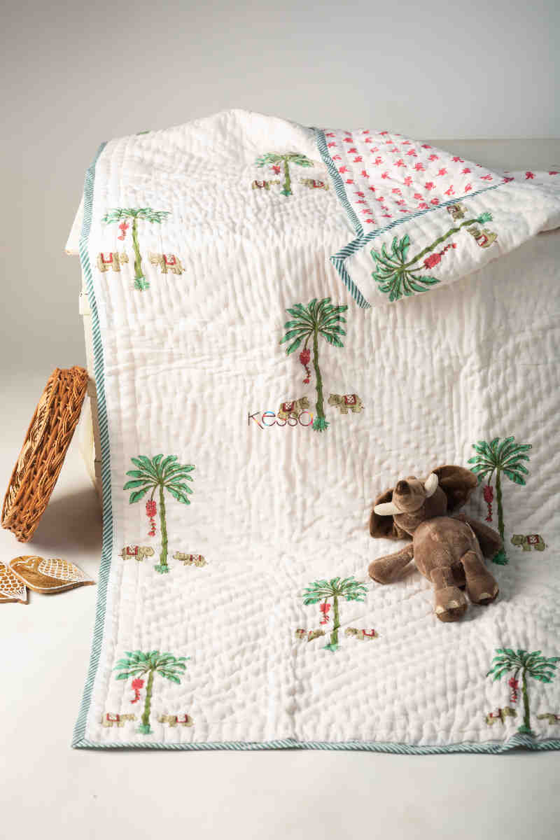 Image for Kusvaa Kaq210 Chestnut Rose Baby Quilts With Hand Block Print Featured