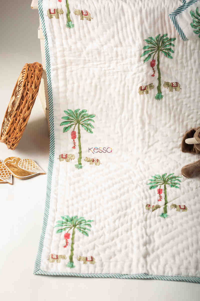 Image for Kusvaa Kaq210 Chestnut Rose Baby Quilts With Hand Block Print Look