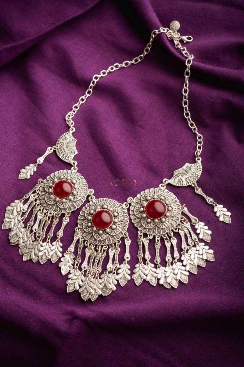 Image for Kusvaa Kpn157 Turkish Multi Green Stone Drop Necklace Front