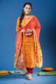 Image for Kusvaa Kuoj178 Braahmi Block Print Kurta With Mulmul Dupatta Front 2
