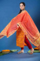 Image for Kusvaa Kuoj178 Braahmi Block Print Kurta With Mulmul Dupatta Side 2