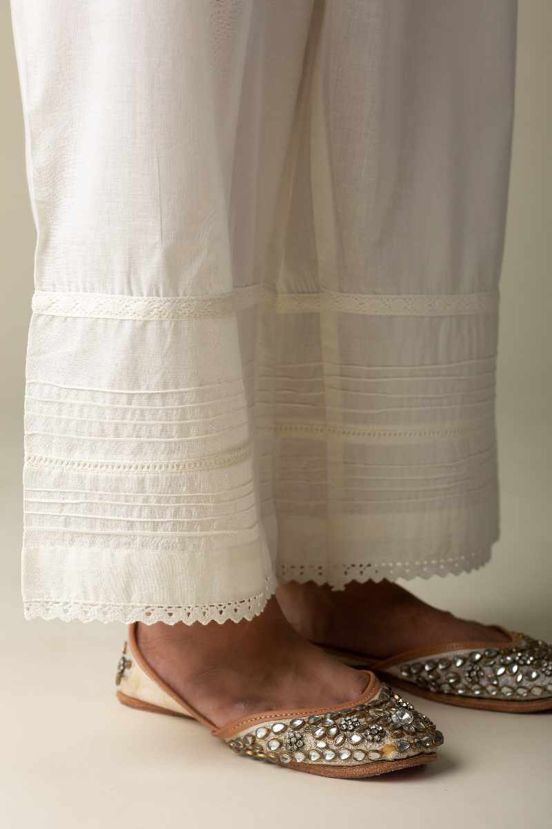 Image for Kusvaa Sap15 Siara Cotton Gotta Palazzo Offwhite Closeup New