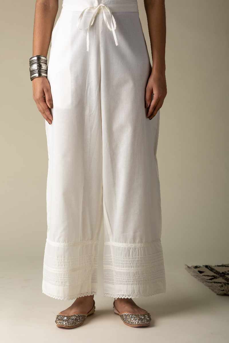 Image for Kusvaa Sap15 Siara Cotton Gotta Palazzo Offwhite Featured New