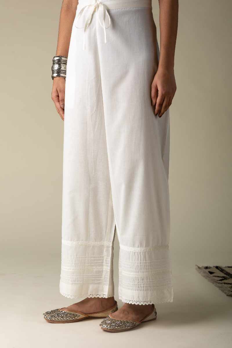 Image for Kusvaa Sap15 Siara Cotton Gotta Palazzo Offwhite Front New