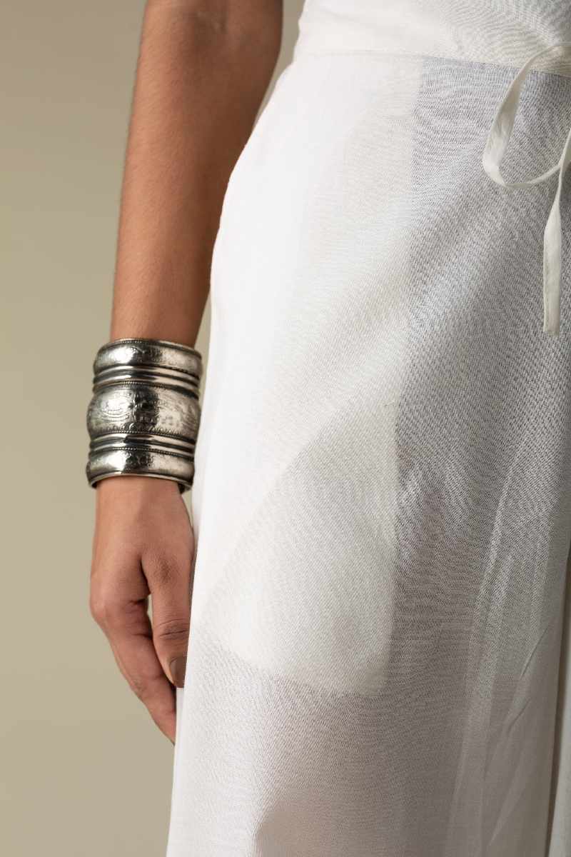 Image for Kusvaa Sap15 Siara Cotton Gotta Palazzo Offwhite Side New