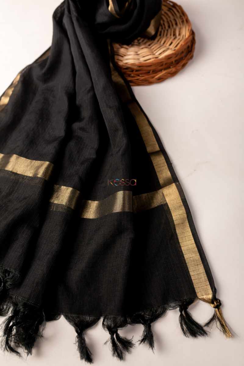 Image for Kusvaa Umsdupatta 22 Multiple Color Kota Doria Dupatta Black Side