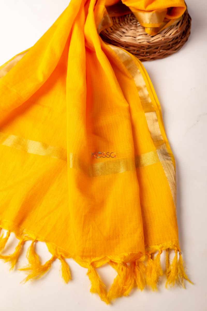 Image for Kusvaa Umsdupatta 22 Multiple Color Kota Doria Dupatta Yellow Sitting
