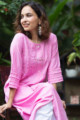 Image for Kusvaa Ws871 Sarisha A Line Gulabi Kurta Closeup