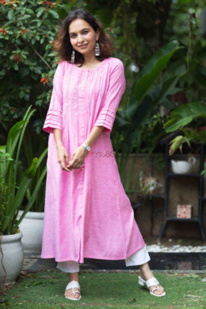 Image for Kusvaa Ws871 Sarisha A Line Gulabi Kurta Featured