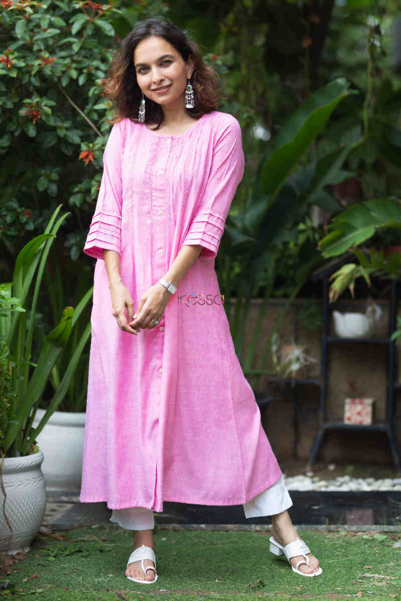 Image for Kusvaa Ws871 Sarisha A Line Gulabi Kurta Featured