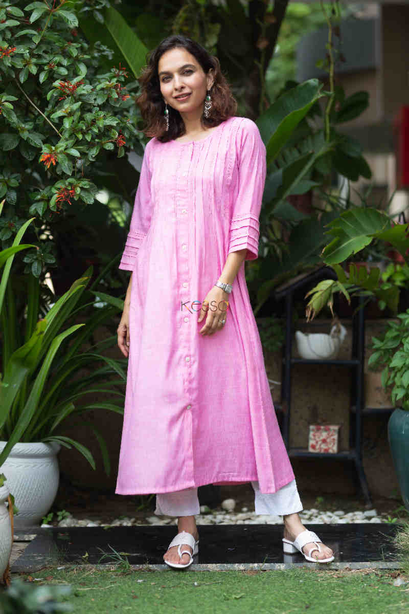 Image for Kusvaa Ws871 Sarisha A Line Gulabi Kurta Look