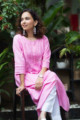 Image for Kusvaa Ws871 Sarisha A Line Gulabi Kurta Sitting