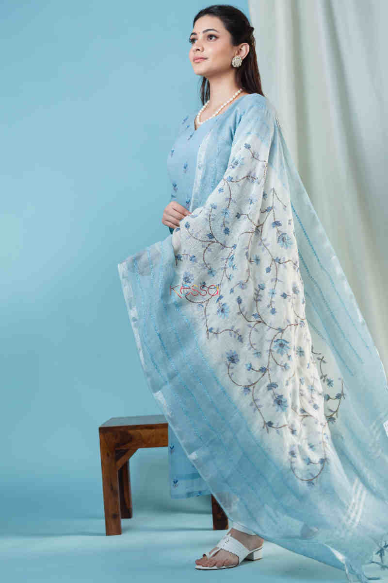 Image for Kusvaa Ws876 Braahmi Linen Kurta With Dupatta Look